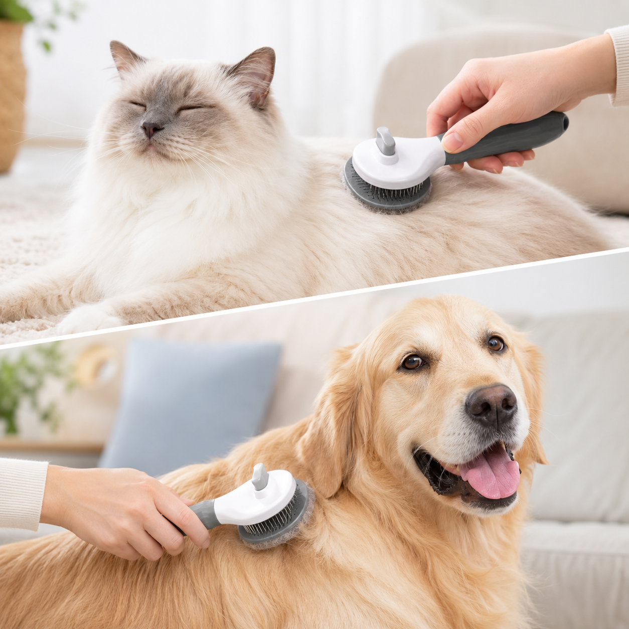 Brosse Auto-Nettoyante Anti-Poils pour Chien et Chat
