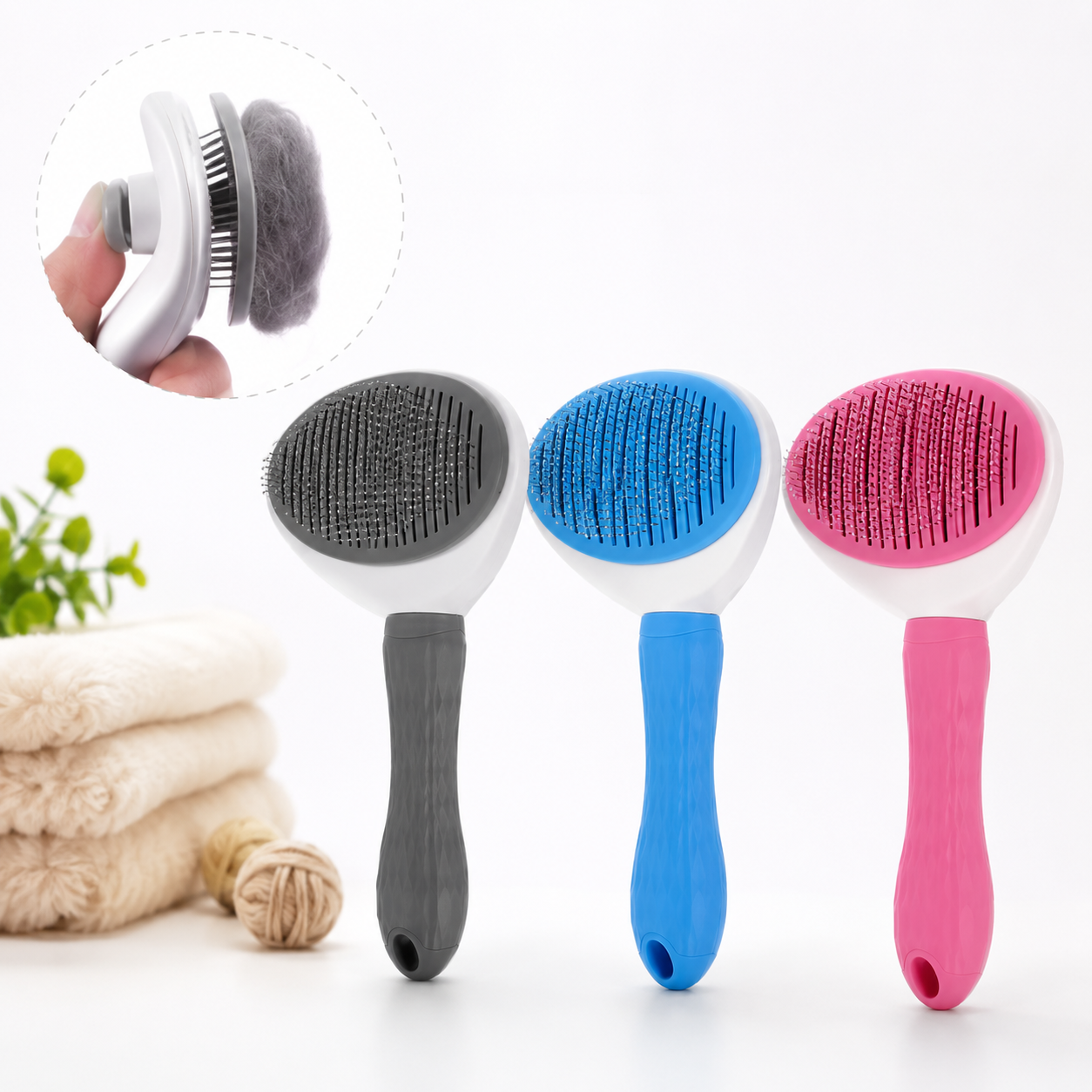 Brosse Auto-Nettoyante Anti-Poils pour Chien et Chat